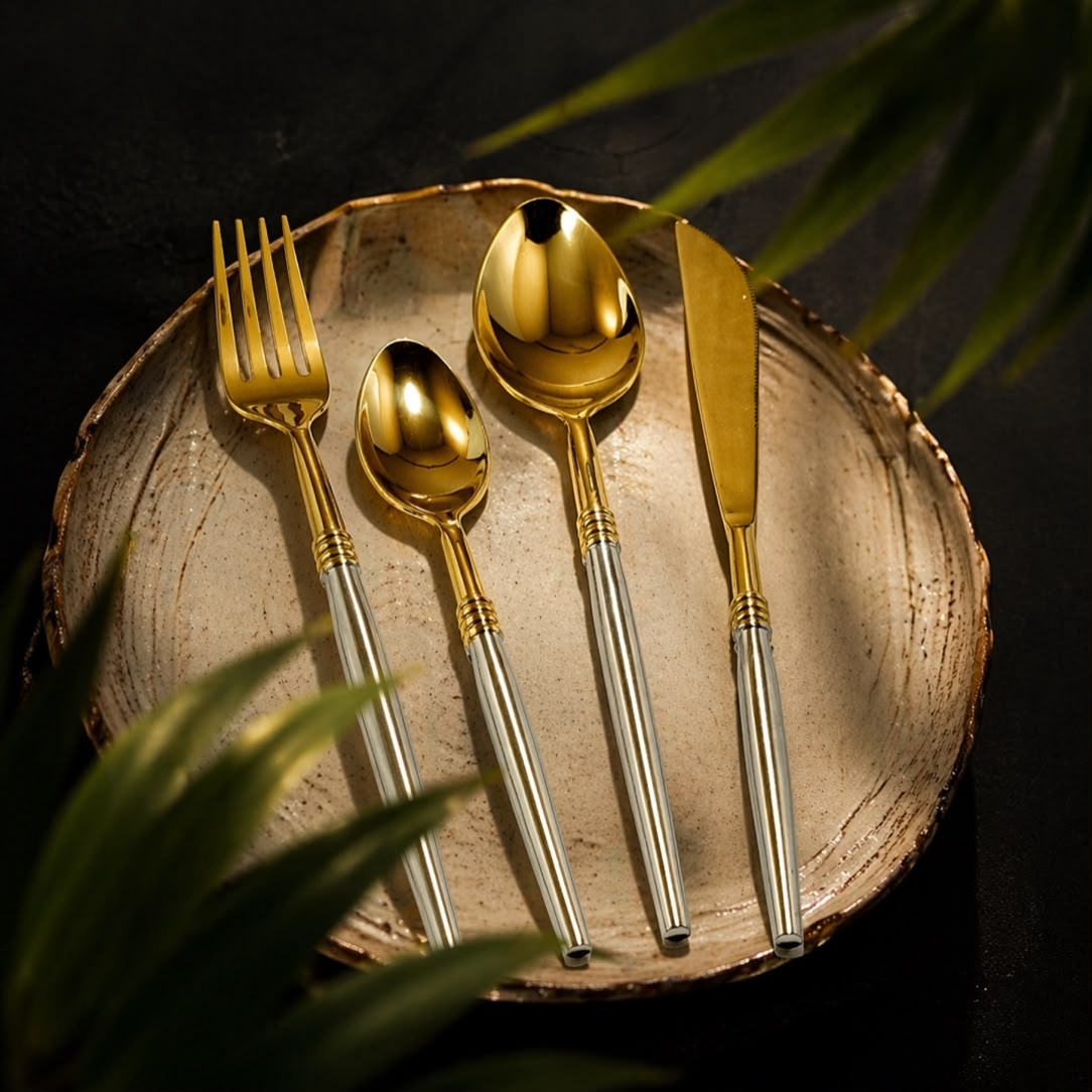 Modern Gold Cutlery Flatware Set AH-182 Moradabad